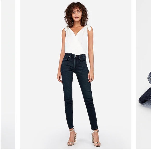 Express Cozy Fleece Mid Rise Legging Jean - Picture 3 of 7